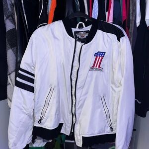 Harley-Davidson White and Black Bomber Jacket